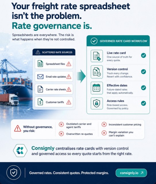 MyConsignly.io — one live commercial desk for freight forwarders