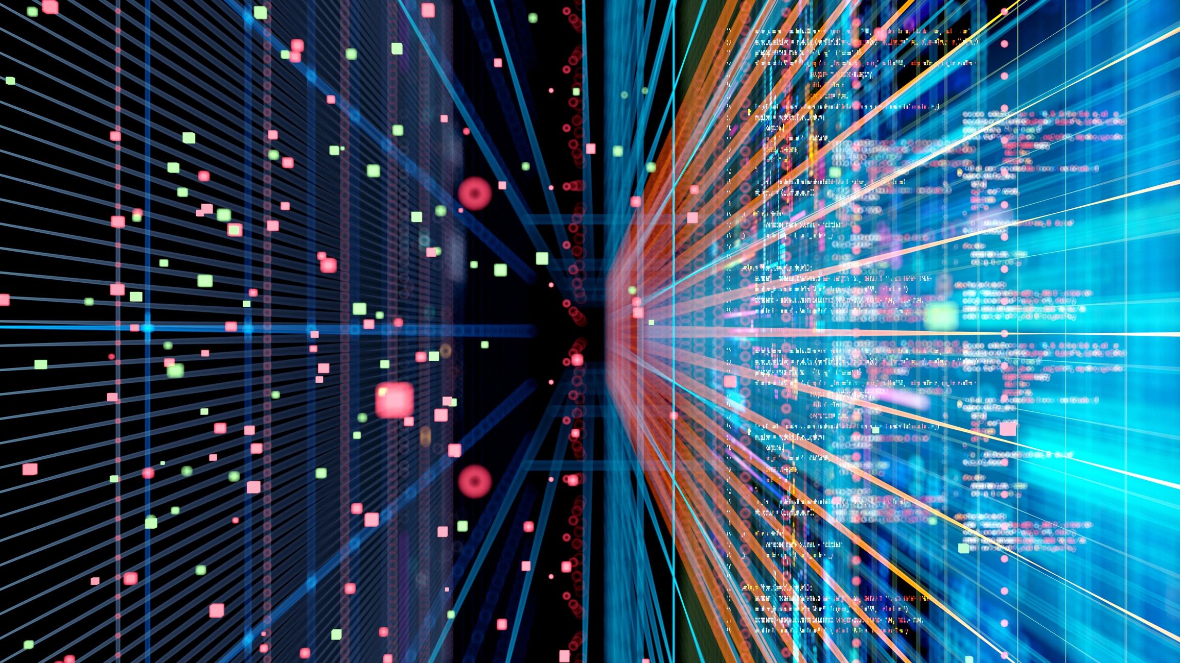 Abstract digital network representing secure software systems